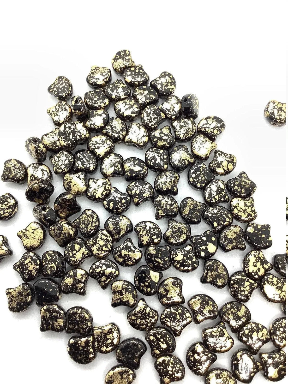 Ginko Beads, 10g. by Matubo, Jet Gold Splash - The Argus Collection