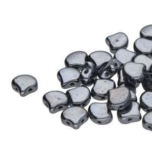 Ginko Beads, 10g. by Matubo, Jet Hematite - The Argus Collection