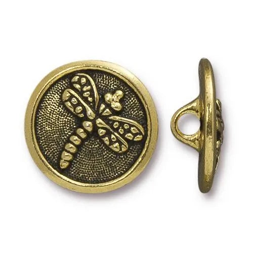 Dragonfly Button, TierraCast, 2 Pcs, 3 Finishes - The Argus Collection