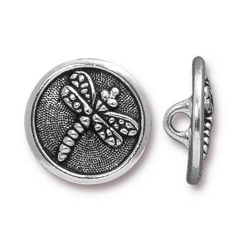 Dragonfly Button, TierraCast, 2 Pcs, 3 Finishes - The Argus Collection