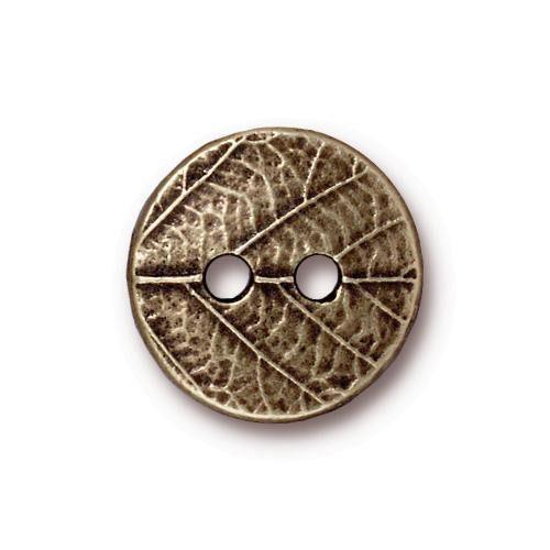 Round Leaf Button, Tierracast, 2 Pcs. 3 Finishes - The Argus Collection