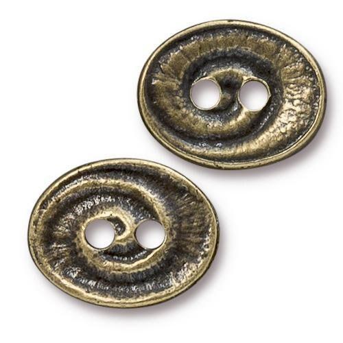 Swirl Oval Button, Tierracast, 2 Pcs. 5 Finishes - The Argus Collection