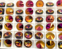 Billiance Crystal Rivolies, 1122, 12mm, The Volcano Coated Collection 4 Colors - The Argus Collection