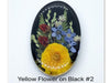 Yellow Flower on Black Resin Cabochons, Handmade with Dried Flowers - The Argus Collection