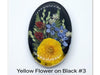 Yellow Flower on Black Resin Cabochons, Handmade with Dried Flowers - The Argus Collection