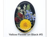 Yellow Flower on Black Resin Cabochons, Handmade with Dried Flowers - The Argus Collection