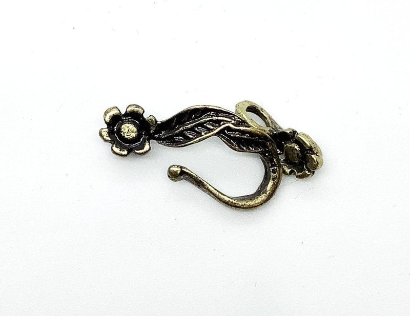 Leaf & Flower Hook & Eye Clasp, 4 Finishes - The Argus Collection