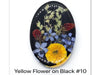 Yellow Flower on Black Resin Cabochons, Handmade with Dried Flowers - The Argus Collection