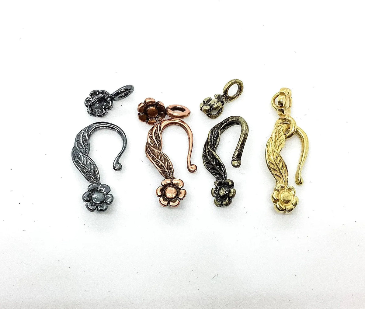 Leaf & Flower Hook & Eye Clasp, 4 Finishes - The Argus Collection