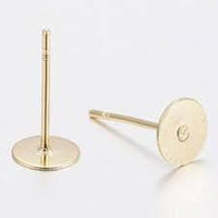 5 Pair Gold Flatback Ear Studs or Posts 10, 8, 6 or 4mm - The Argus Collection