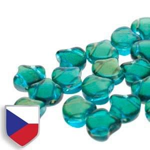 Ginko Beads, 10g by Matubo, Aqua Celsian, Czech Shield - The Argus Collection