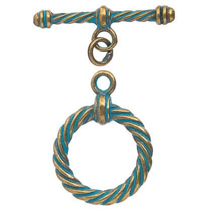 Patina Fancy Twist Toggle Clasp, 24mm - The Argus Collection