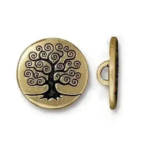 Tree of Life Button, TierraCast, 2pcs, 4 Finishes - The Argus Collection