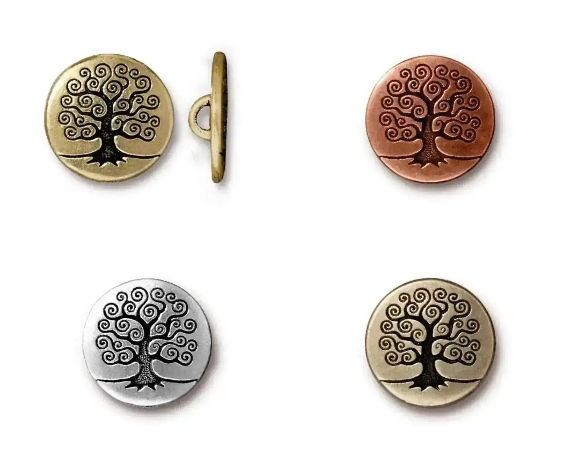 Tree of Life Button, TierraCast, 2pcs, 4 Finishes - The Argus Collection