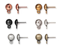 Dome Earring Studs, Titanium Posts, 6 Finishes - The Argus Collection