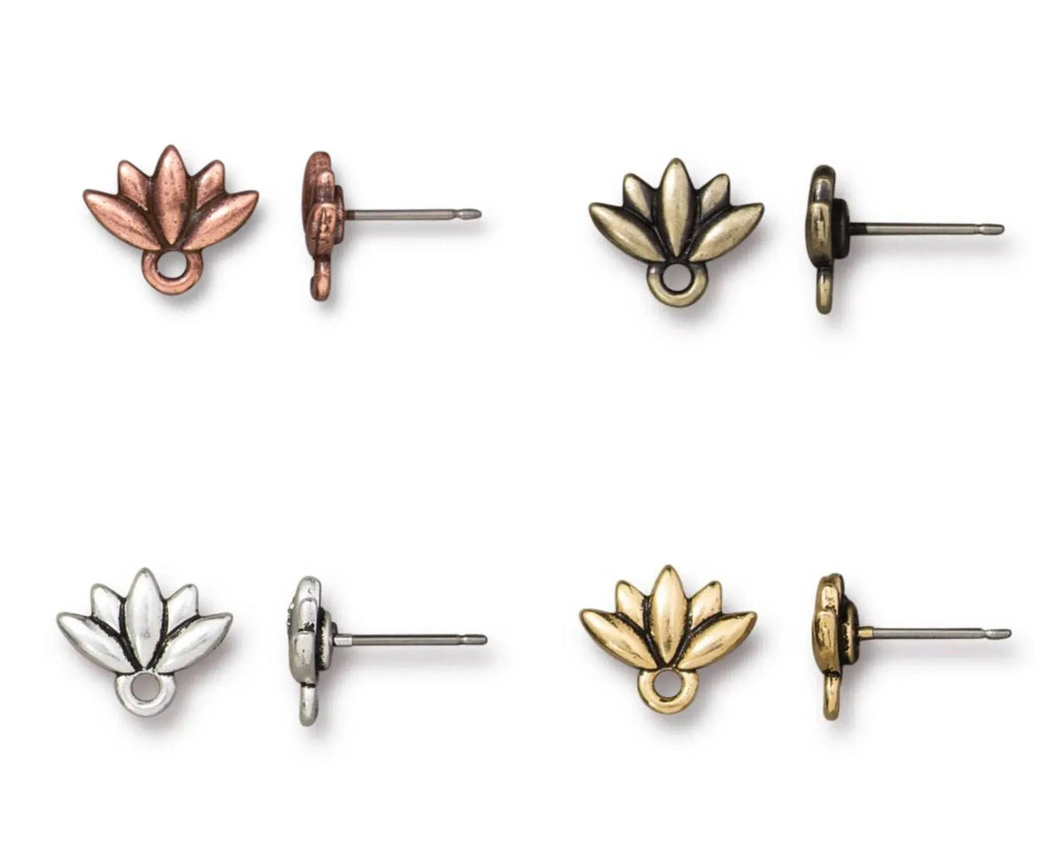 TierraCast LOTUS Ear Studs, with Titanium Posts, 4 Finishes, 1 Pair - The Argus Collection