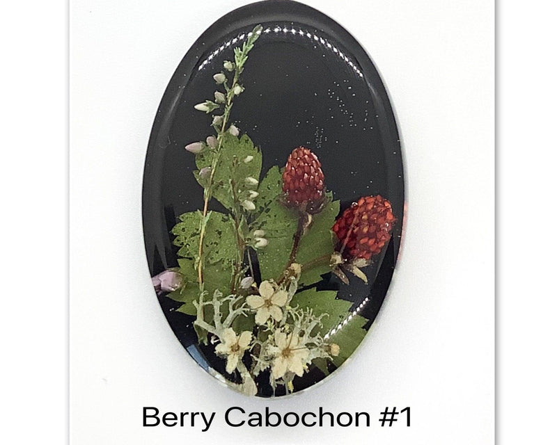 Berry Cabochons, 45x28mm, Handmade with Real Dried Plants & Flowers - The Argus Collection