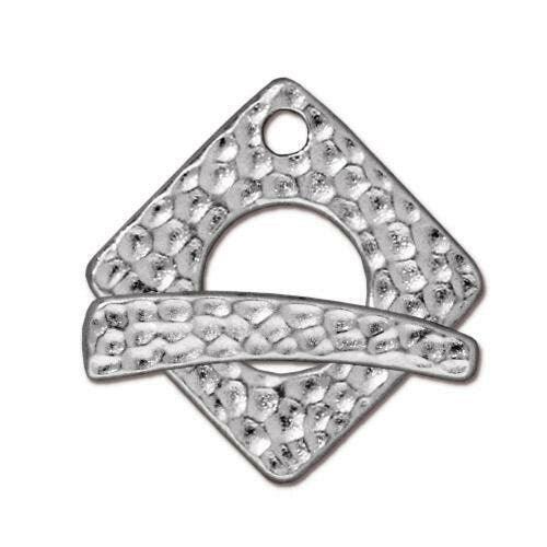 Hammertone Square Toggle Clasp, 24mm, by TierraCast, 4 Finishes - The Argus Collection