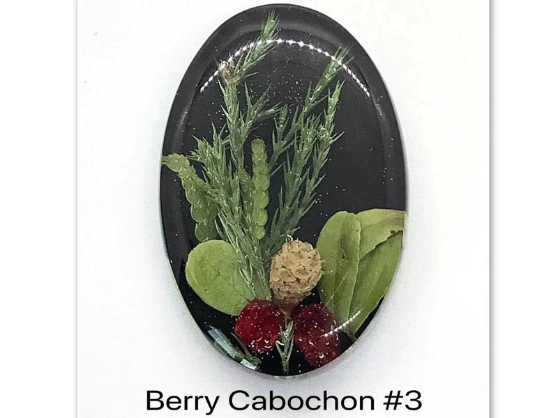 Berry Cabochons, 45x28mm, Handmade with Real Dried Plants & Flowers - The Argus Collection