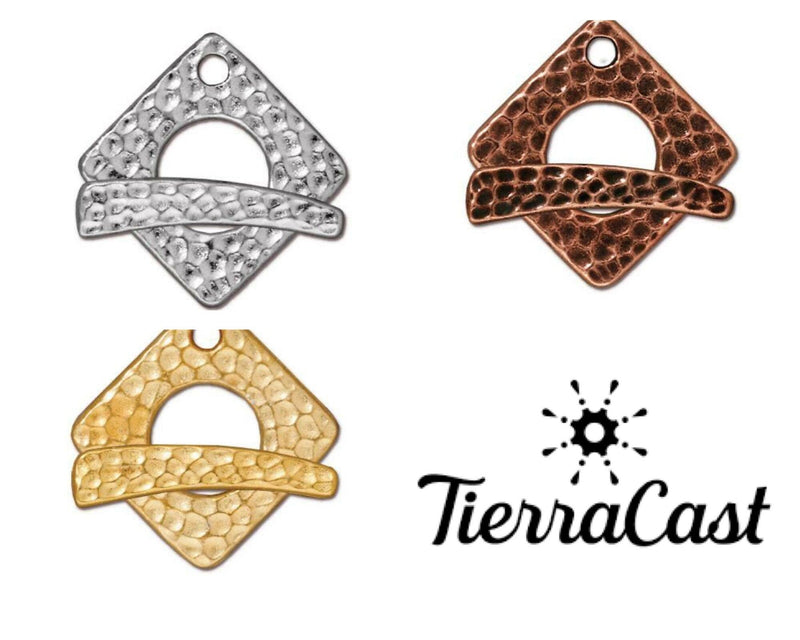 Hammertone Square Toggle Clasp, 24mm, by TierraCast, 4 Finishes - The Argus Collection