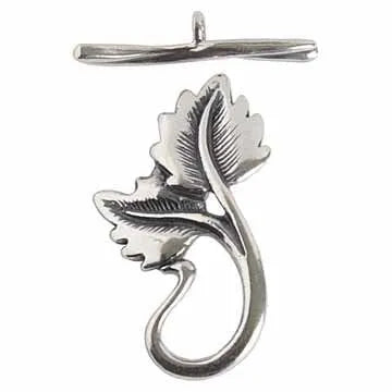 2 Leaves Toggle Clasp, 18mm, by Bronze Line, 2 Finishes - The Argus Collection