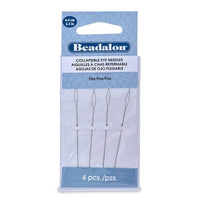 COLLAPSIBLE Eye Needles, 6.4mm (2.5"), by Beadalon, 4 Pack or 10 Pack, Extra Fine, Fine, Medium, Heavy or Big Eye 2 Pack - ArgusCollection