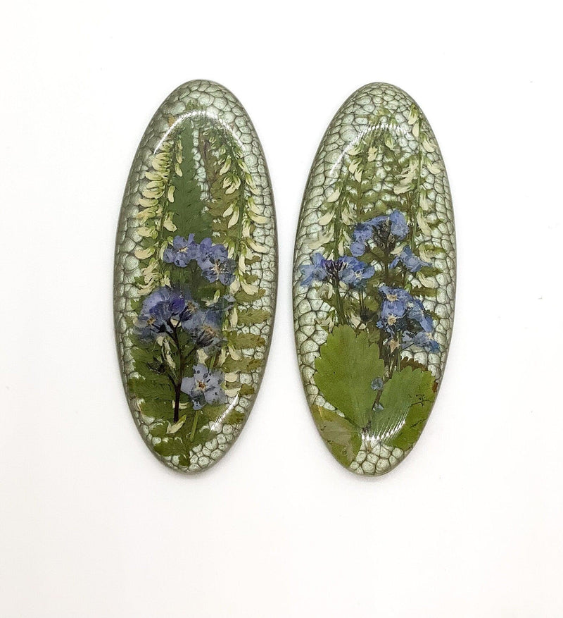 Woodland Long Oval Cabochons, Handmade with Real Dried Flowers - The Argus Collection