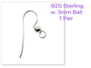 Sterling Silver Earring Wires, with 3mm Ball or Ball & Coil, 1 Pair - The Argus Collection