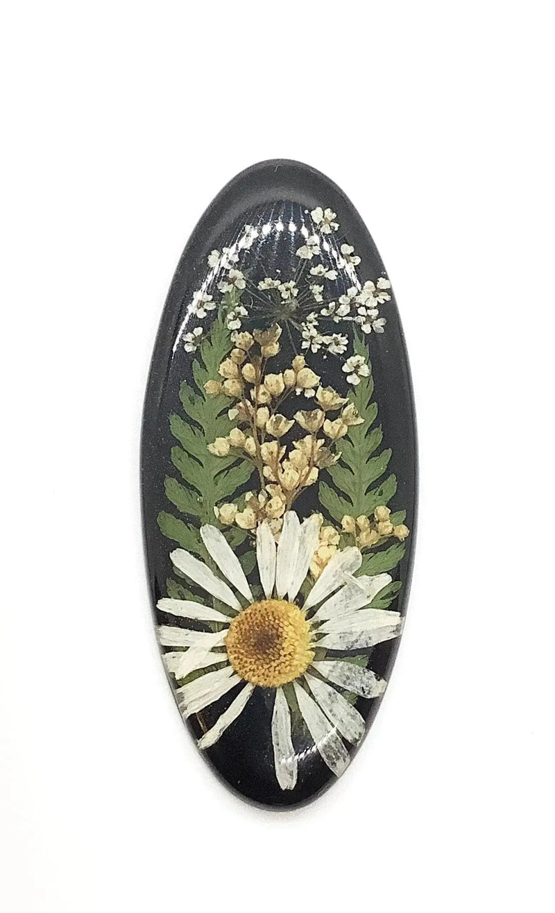 Marguerite Oval Cabochons, Handmade with Real Dried Flowers - The Argus Collection