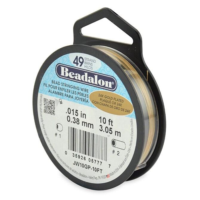 Beadalon, 49 Strand .015" Diameter Stringing Wire, Stainless Steel, Flexible, 10 or 30 Feet, Best Quality, 6 Colors - ArgusCollection