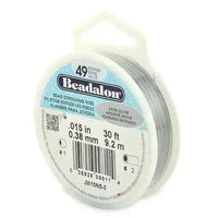 Beadalon, 49 Strand .015" Diameter Stringing Wire, Stainless Steel, Flexible, 10 or 30 Feet, Best Quality, 6 Colors - ArgusCollection