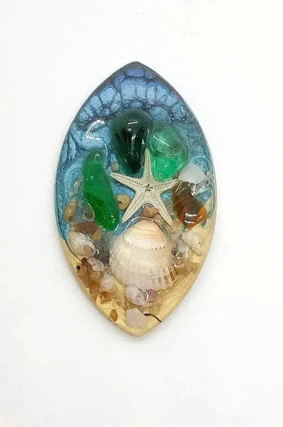 Starfish Navette Cabochons or Pendant Handmade - The Argus Collection
