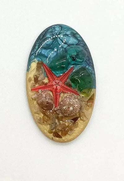 Starfish Resin Cabochons, Handmade with Shells & Starfish - The Argus Collection