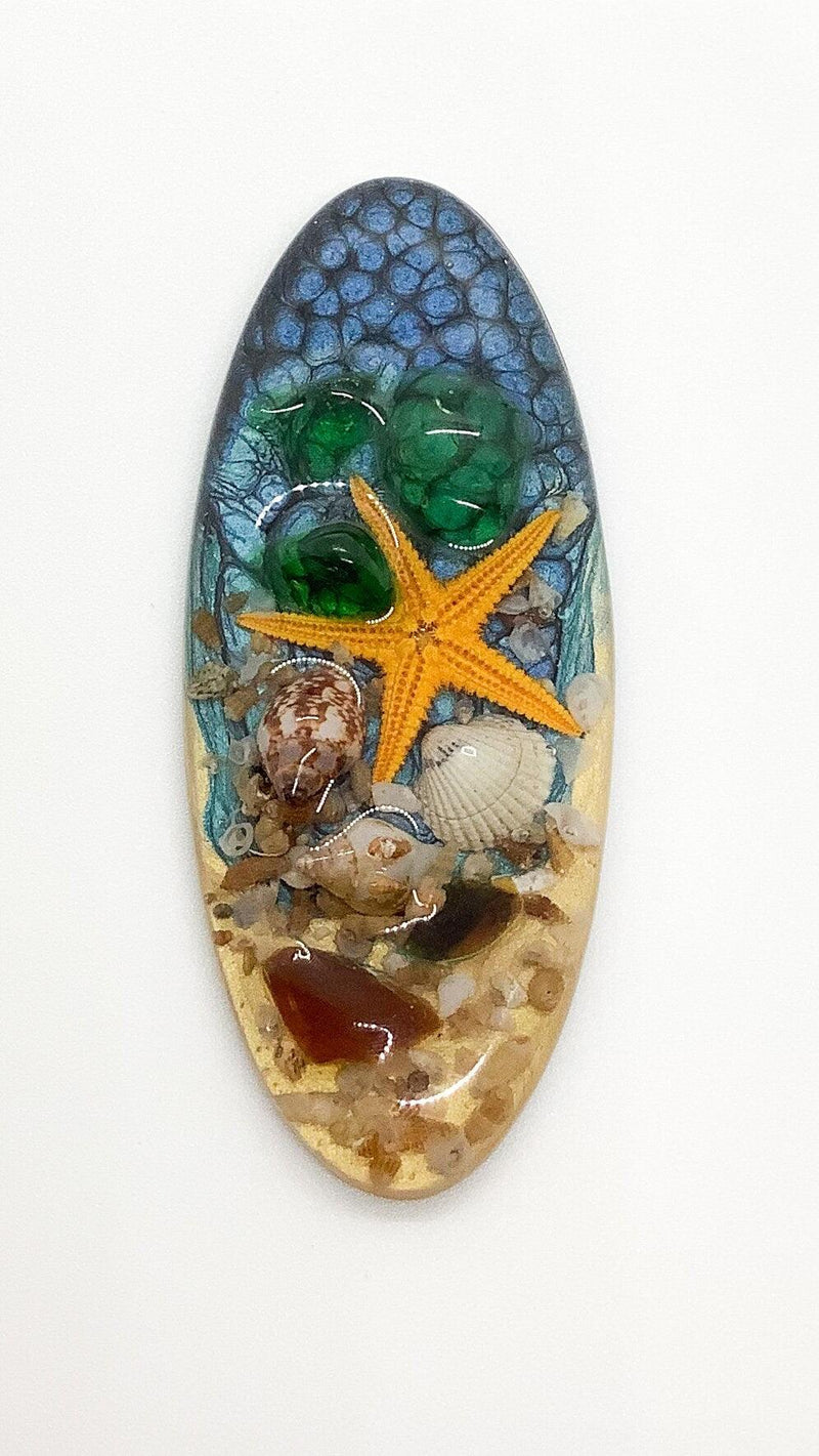 Starfish Long Oval Cabochons, Handmade with Real Shells - The Argus Collection