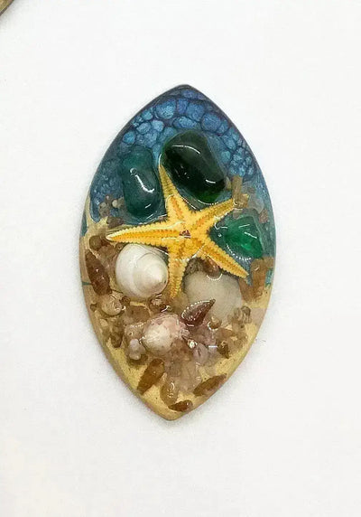 Starfish Navette Cabochons or Pendant Handmade - The Argus Collection