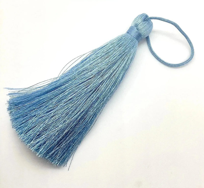 Luscious #6 Silk Tassels Long & Thick 11-12cm (4.25-4.5") for Jewelry, Decor or Drapery Deep Grape, Lavender, Baby Blue - ArgusCollection