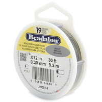 19 Strand, .012" Beadalon Stringing Wire, Stainless 15 & 30 ft. Silver, Satin Silver, Satin Gold, Bright - ArgusCollection