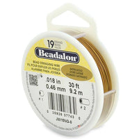 19 Strand, .018" Beadalon Stringing Wire, 15 & 30 ft., Satin Gold, Satin Silver, Satin Copper, Silver, Gold, Bright, Black, Bronze - ArgusCollection