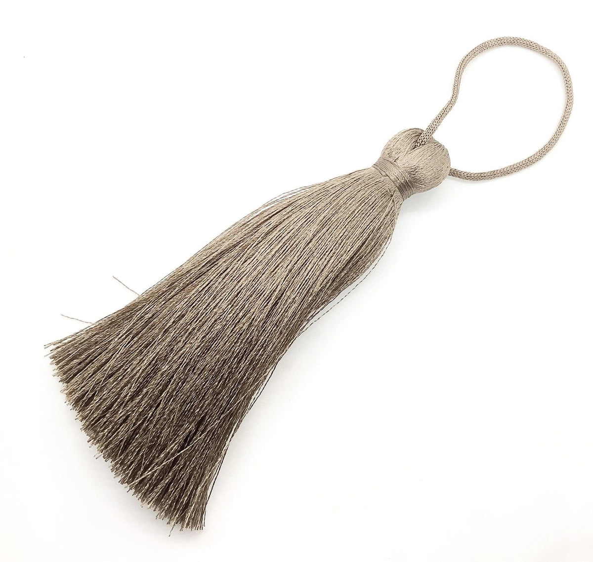 Luscious #5 Silk Tassels Long & Thick 11-12cm (4.25-4.5") for Jewelry, Decor or Drapery - Dark Gold, Silver Grey, Navy, Warm Taupe - ArgusCollection