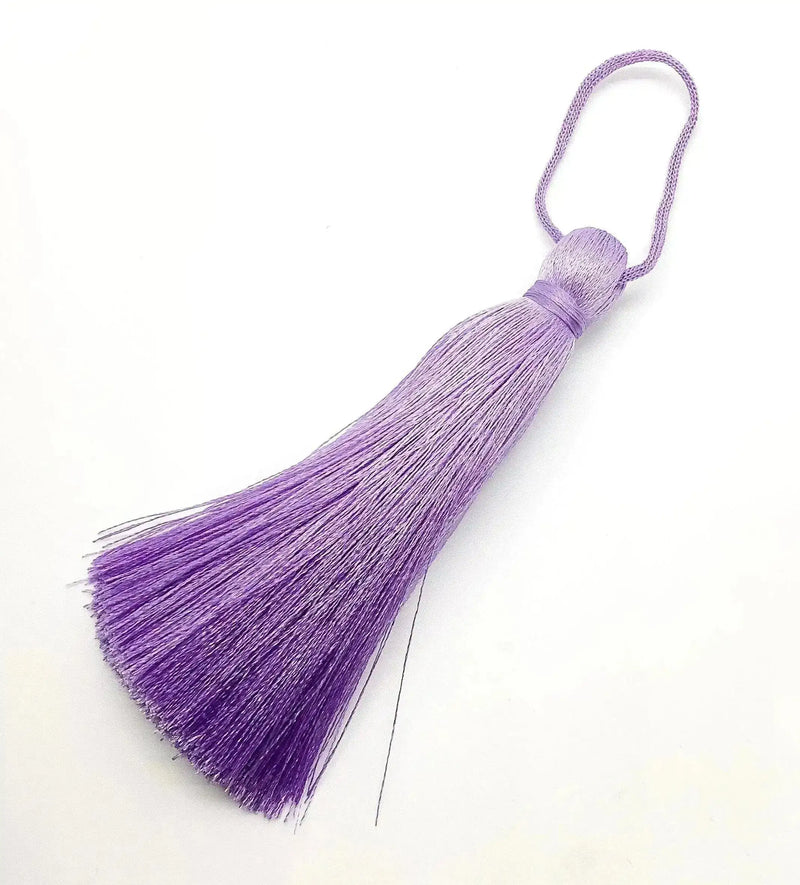 Luscious #6 Silk Tassels Long & Thick 11-12cm (4.25-4.5") for Jewelry, Decor or Drapery Deep Grape, Lavender, Baby Blue - ArgusCollection