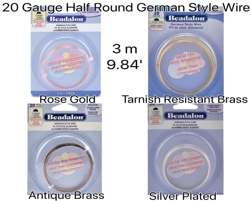 20 Gauge Half Round German-Style Wire in 4 Finishes - The Argus Collection