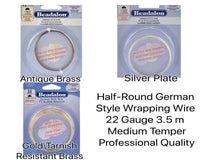 22 Gauge Half Round German-Style Wire in 3 Finishes - The Argus Collection