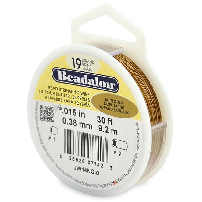 19 Strand, .015" Beadalon Stringing Wire, 15 & 30 ft. Gold, Silver, Black, Bronze, Satin Gold, Satin Silver, Bright - ArgusCollection