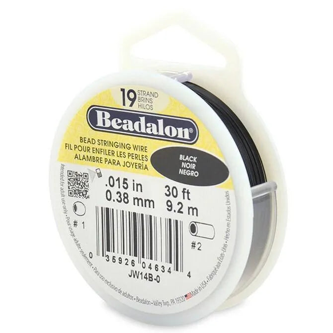 19 Strand, .015" Beadalon Stringing Wire, 15 & 30 ft. Gold, Silver, Black, Bronze, Satin Gold, Satin Silver, Bright - ArgusCollection