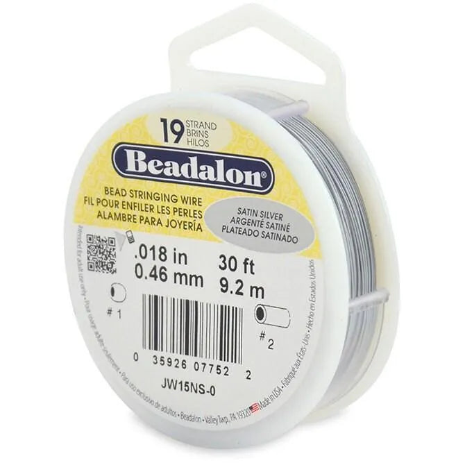 19 Strand, .018" Beadalon Stringing Wire, 15 & 30 ft., Satin Gold, Satin Silver, Satin Copper, Silver, Gold, Bright, Black, Bronze - ArgusCollection