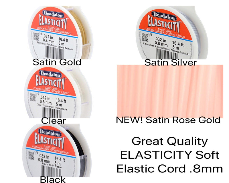 Elasticity, .8mm Elastic Stretch Cord, 4 Colors - The Argus Collection