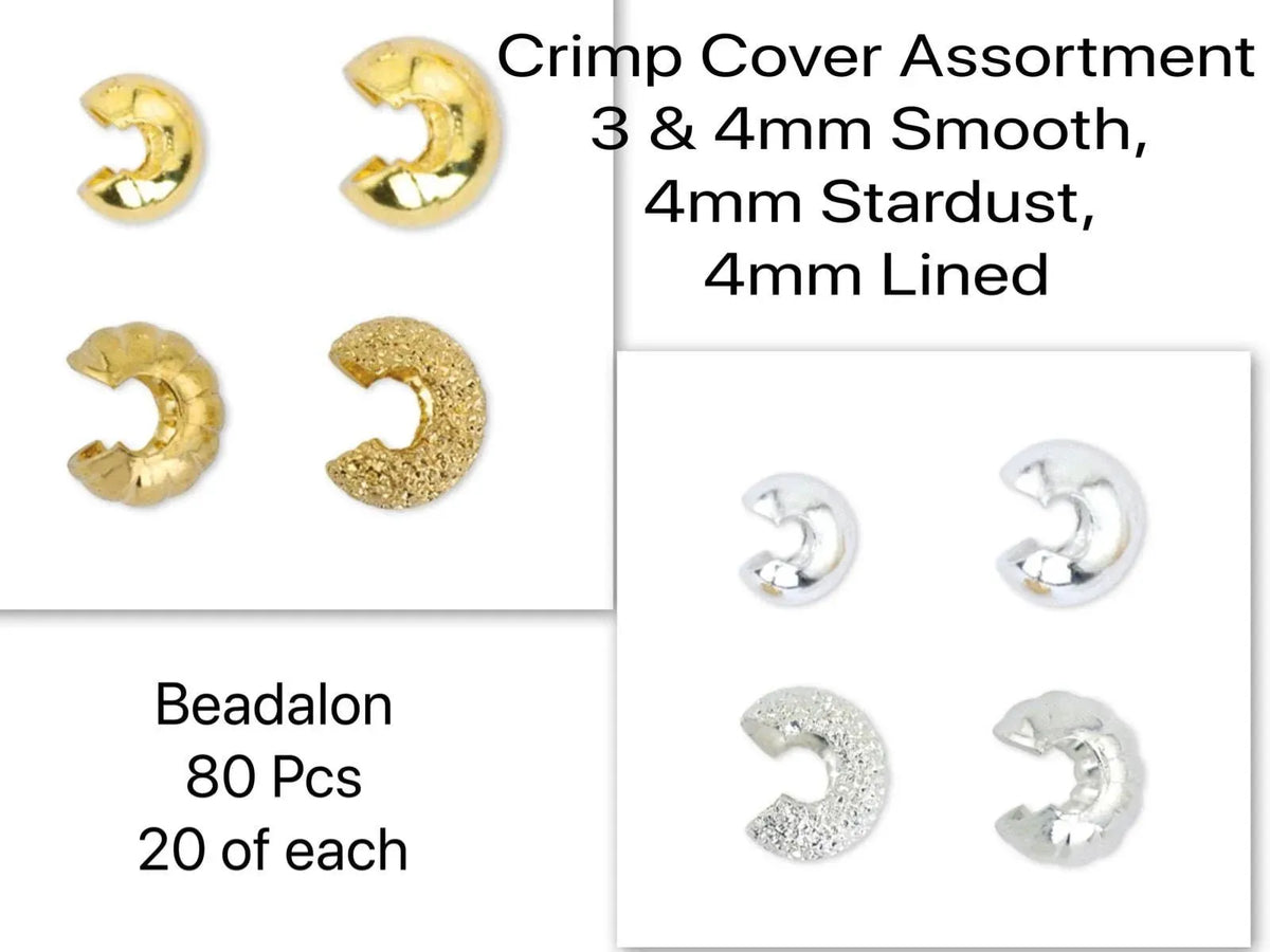 Primo Crimp Cover Assortment, Beadalon, 80 Pieces, 3 & 4 mm - The Argus Collection