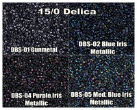 15/0 Miyuki Delica beads, DBS0001, DBS0002, DBS0004, DBS0005 - 7 grams tube - The Argus Collection