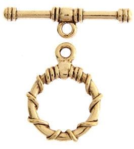 Roped Round Toggle Clasp, 15mm, 2 Sets, 2 Finishes - The Argus Collection