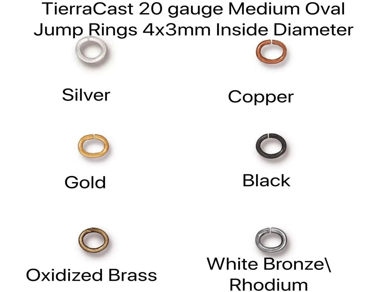 Oval Jump Rings, Medium 4x3mm I.D. 20 Gauge, Tierracast, 25 or 100 Pieces - The Argus Collection